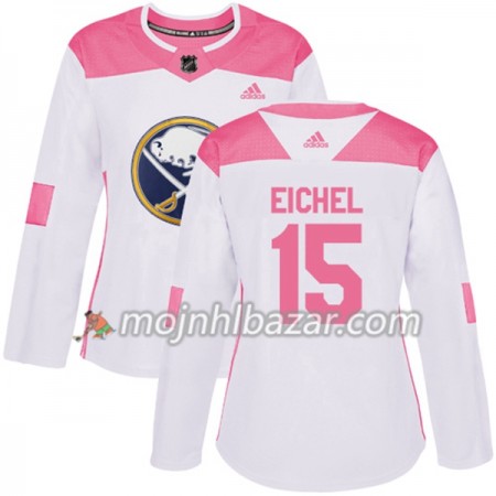 Dresovi Buffalo Sabres Jack Eichel 15 Adidas 2017-2018 Bijela Narančasta Fashion Authentic - Ženska